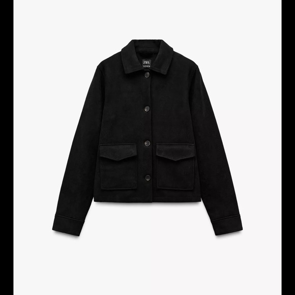 Zara Jackets & Blazers - ZARA NEW Faux Suede Black Utility Jacket for Women